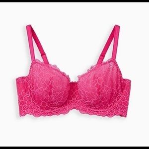 PINK LACE UNLINED BALCONETTE BRA